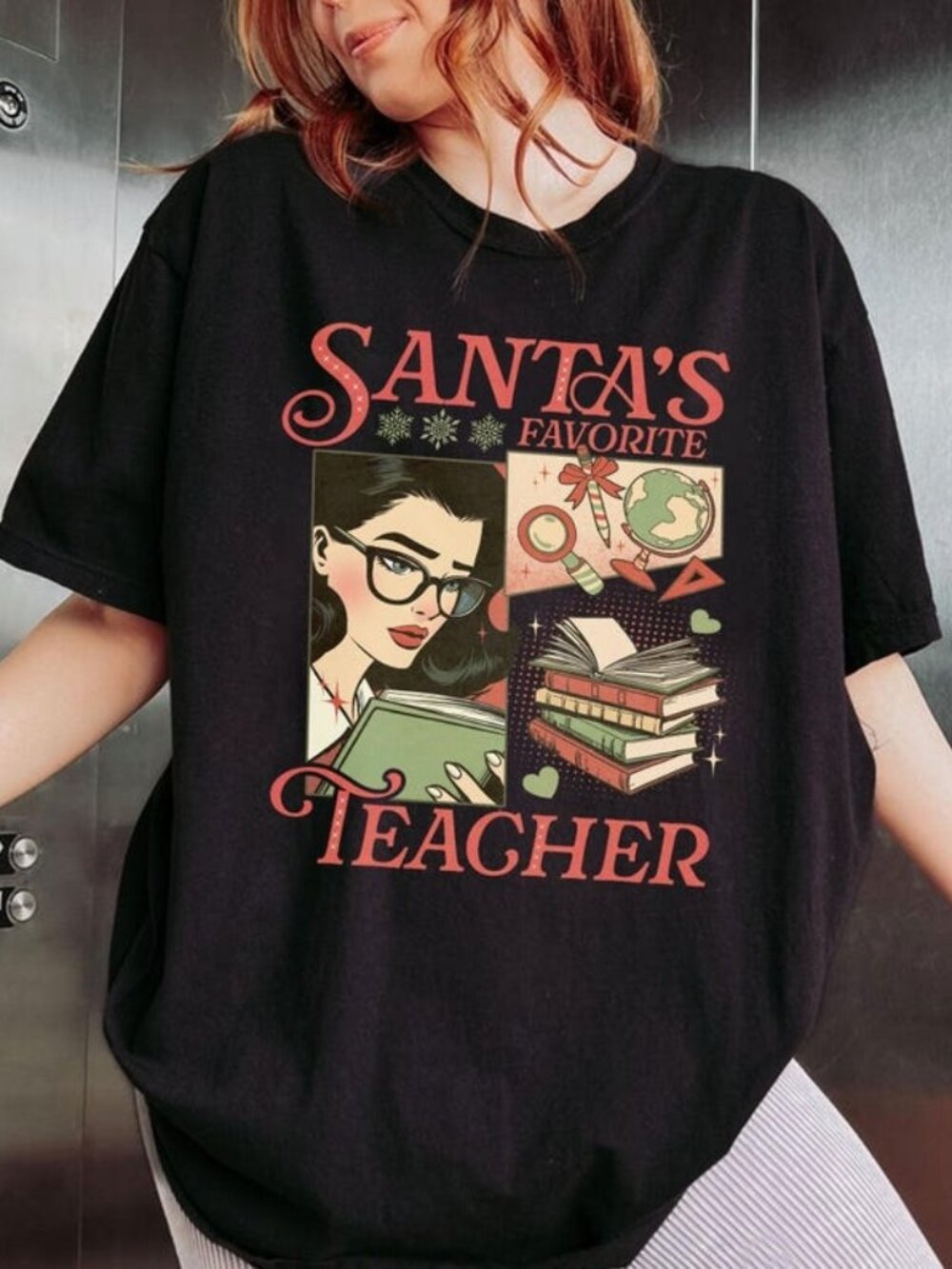 Santa’s Favorite Teacher Shirt, Retro Christmas Teacher Tee